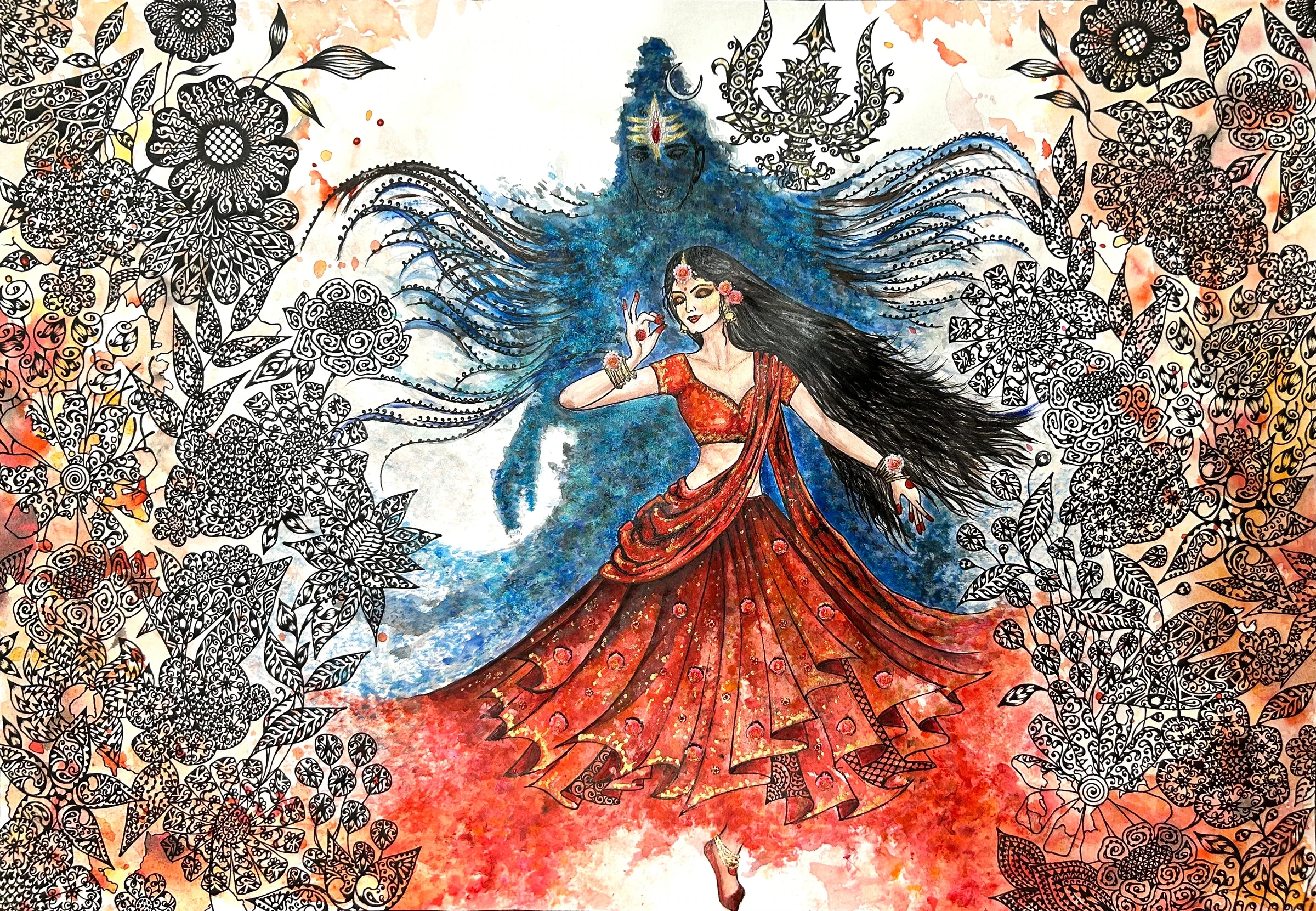 Shiva-Parvati Series: Sammohan, artwork by Shatabdi Mandal
