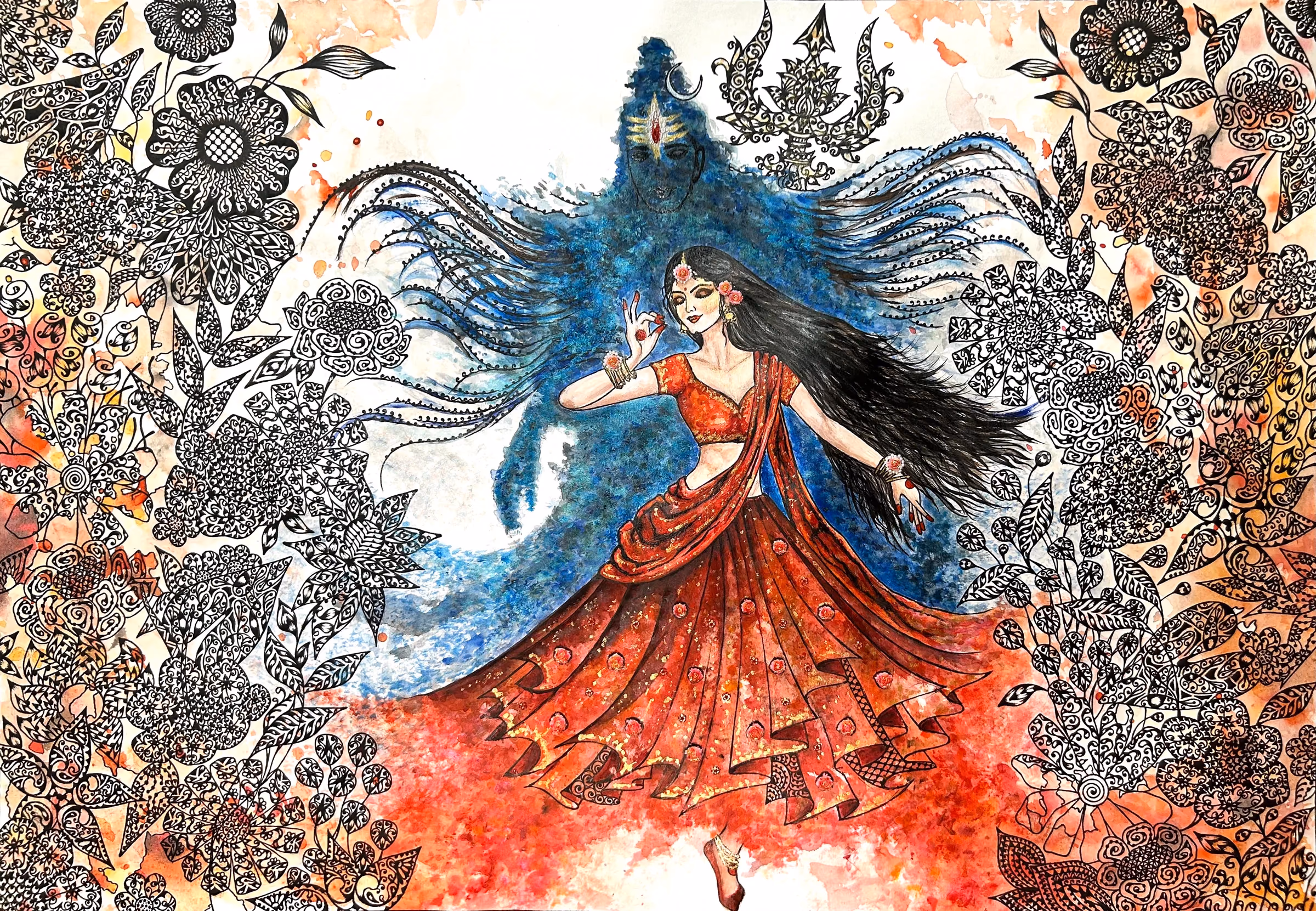 Shiva-Parvati Series: Sammohan, artwork by Shatabdi Mandal