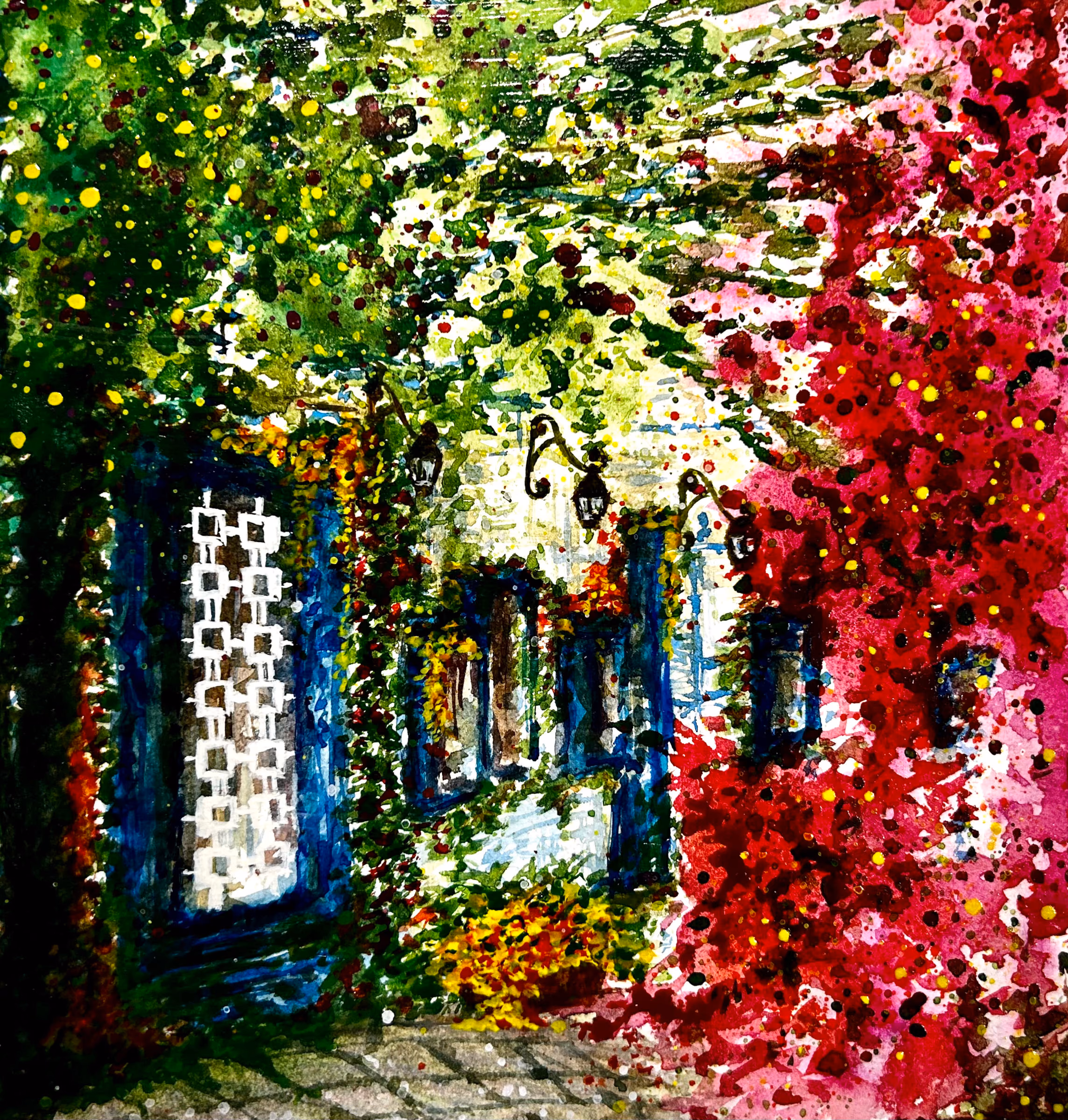 Streets of Santorini 1, artwork by Shatabdi Mandal